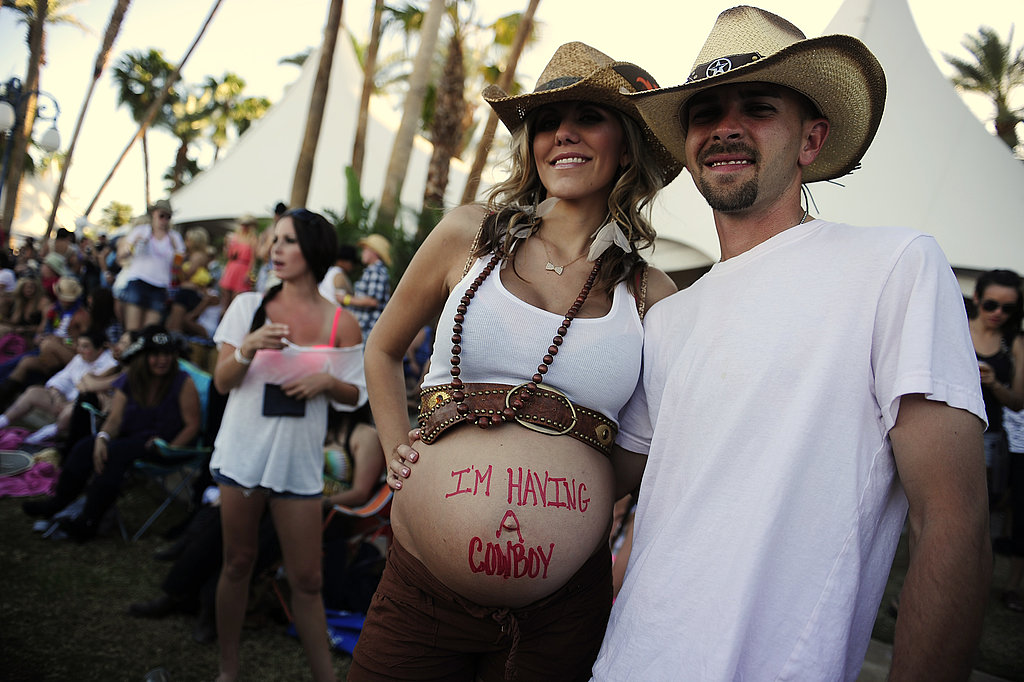 This husband and wife let us know they were "having a cowboy" at Stagecoach country music festival.
This husband and wife let us know they were "having a cowboy" at Stagecoach country music festival.