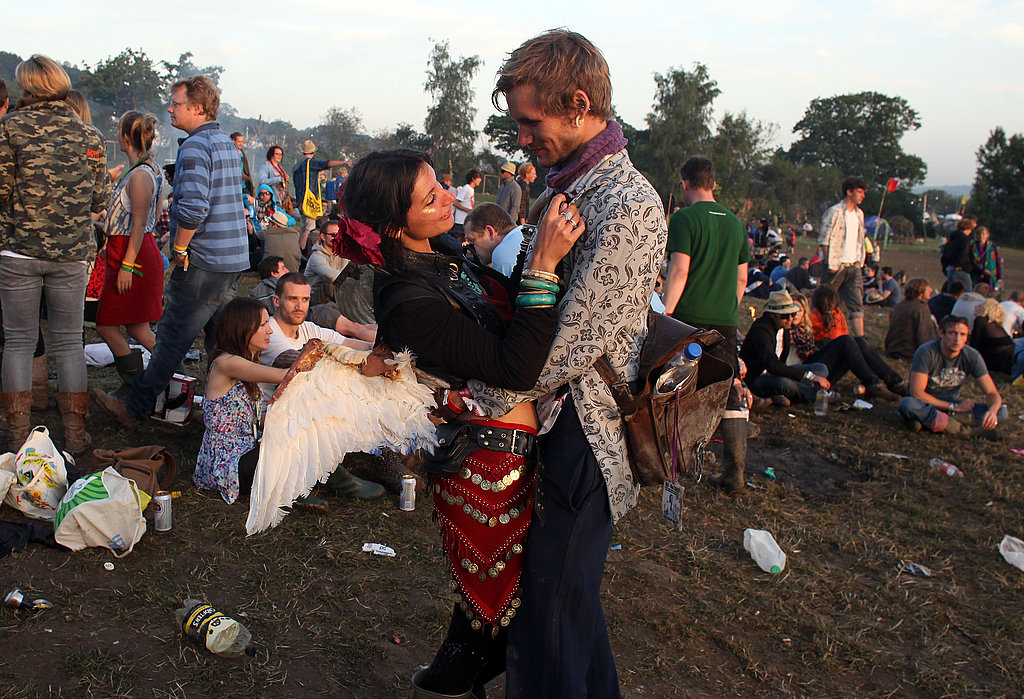 Rise and shine! A couple held each other during sunrise at the Glastonbury festival.
Rise and shine! A couple held each other during sunrise at the Glastonbury festival.