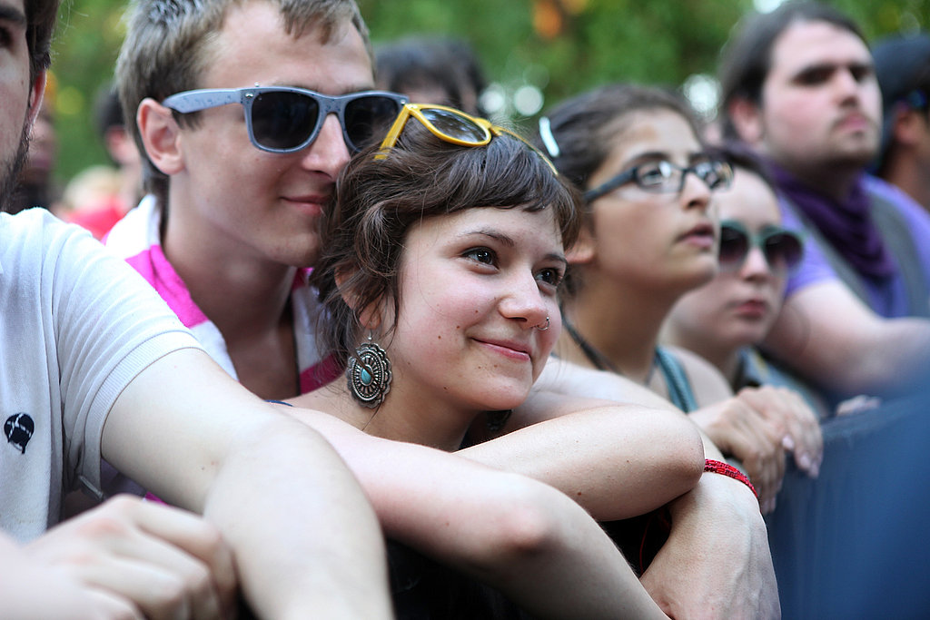 A sweet pair of festivalgoers snuggled up at the Pitchfork Music Festival.
A sweet pair of festivalgoers snuggled up at the Pitchfork Music Festival.