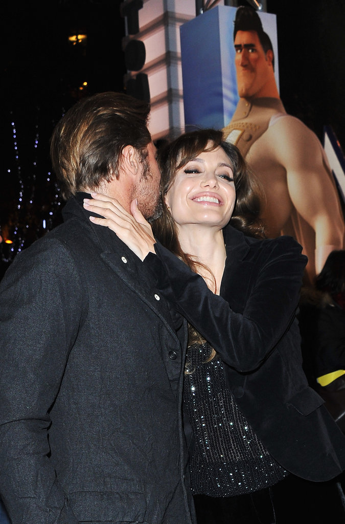 Brad Pitt whispered into Angelina Jolie's ear at the November 2010 Paris premiere of his animated film Megamind.
Brad Pitt whispered into Angelina Jolie's ear at the November 2010 Paris premiere of his animated film Megamind.