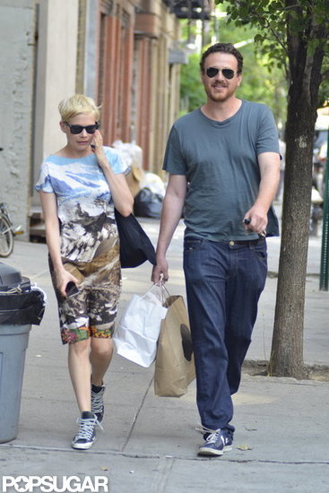 Michelle Williams shopping in Brooklyn with Jason Segel. Michelle Williams shopping in Brooklyn with Jason Segel.