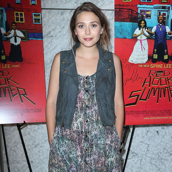 Elizabeth Olsen Wearing Colorful Print Dress Elizabeth Olsen Wearing Colorful Print Dress