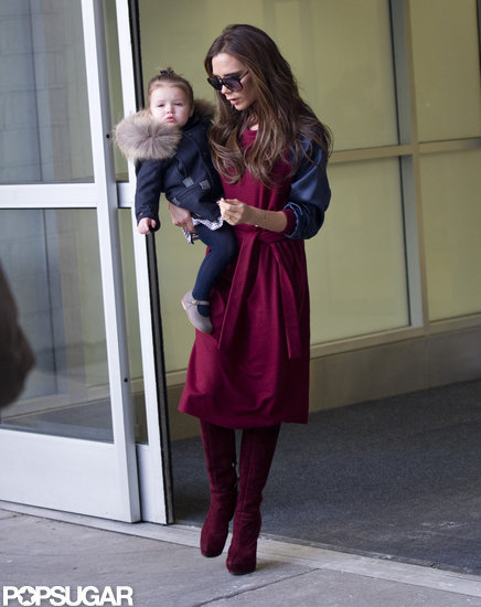 Victoria Beckham and a Warmly Dressed Harper Arrive in Town For NYFW Victoria Beckham and a Warmly Dressed Harper Arrive in Town For NYFW