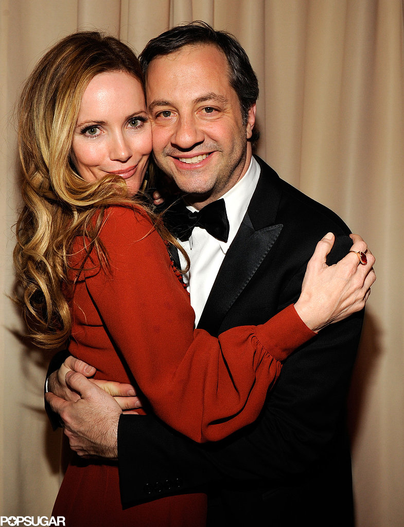Leslie Mann hugged Judd Apatow tightly at the Vanity Fair Oscar party on Sunday in Hollywood.
Leslie Mann hugged Judd Apatow tightly at the Vanity Fair Oscar party on Sunday in Hollywood.