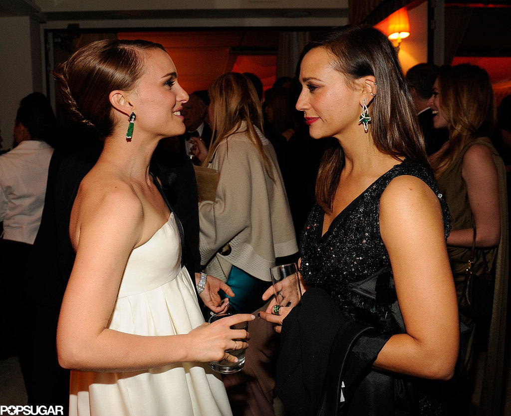 Natalie Portman had a conversation with Rashida Jones at Vanity Fair's Oscar afterparty.
Natalie Portman had a conversation with Rashida Jones at Vanity Fair's Oscar afterparty.
