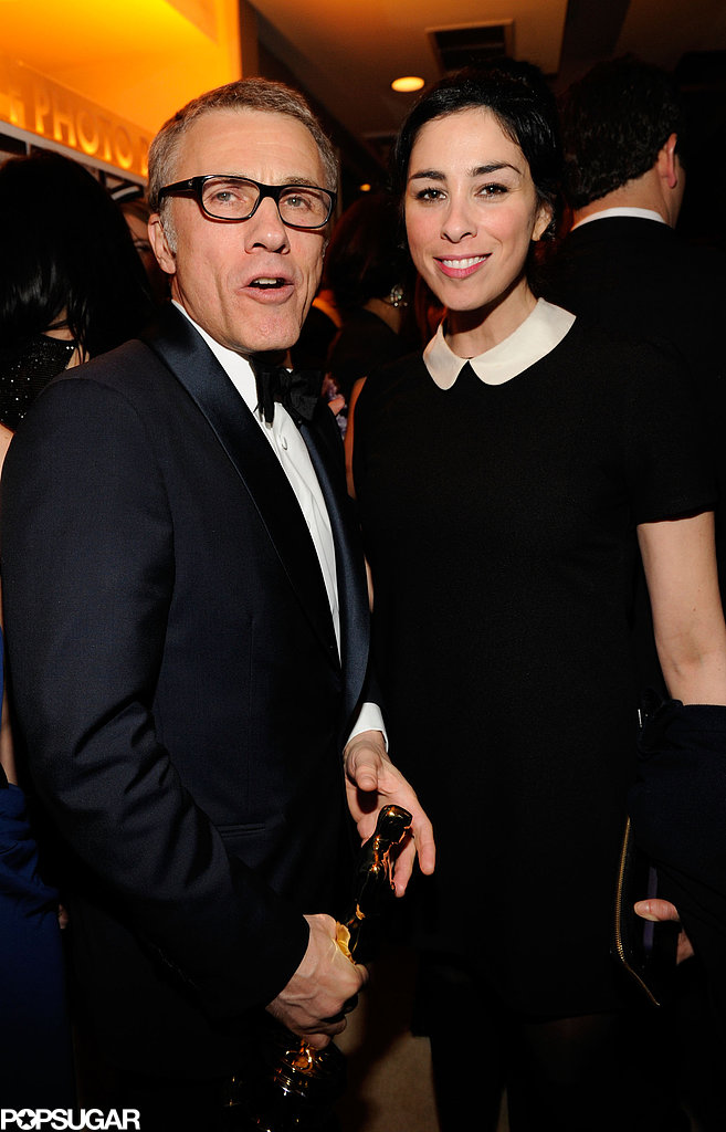 Sarah Silverman and Christophe Waltz chatted it up at Vanity Fair's Oscar after-party.
Sarah Silverman and Christophe Waltz chatted it up at Vanity Fair's Oscar after-party.