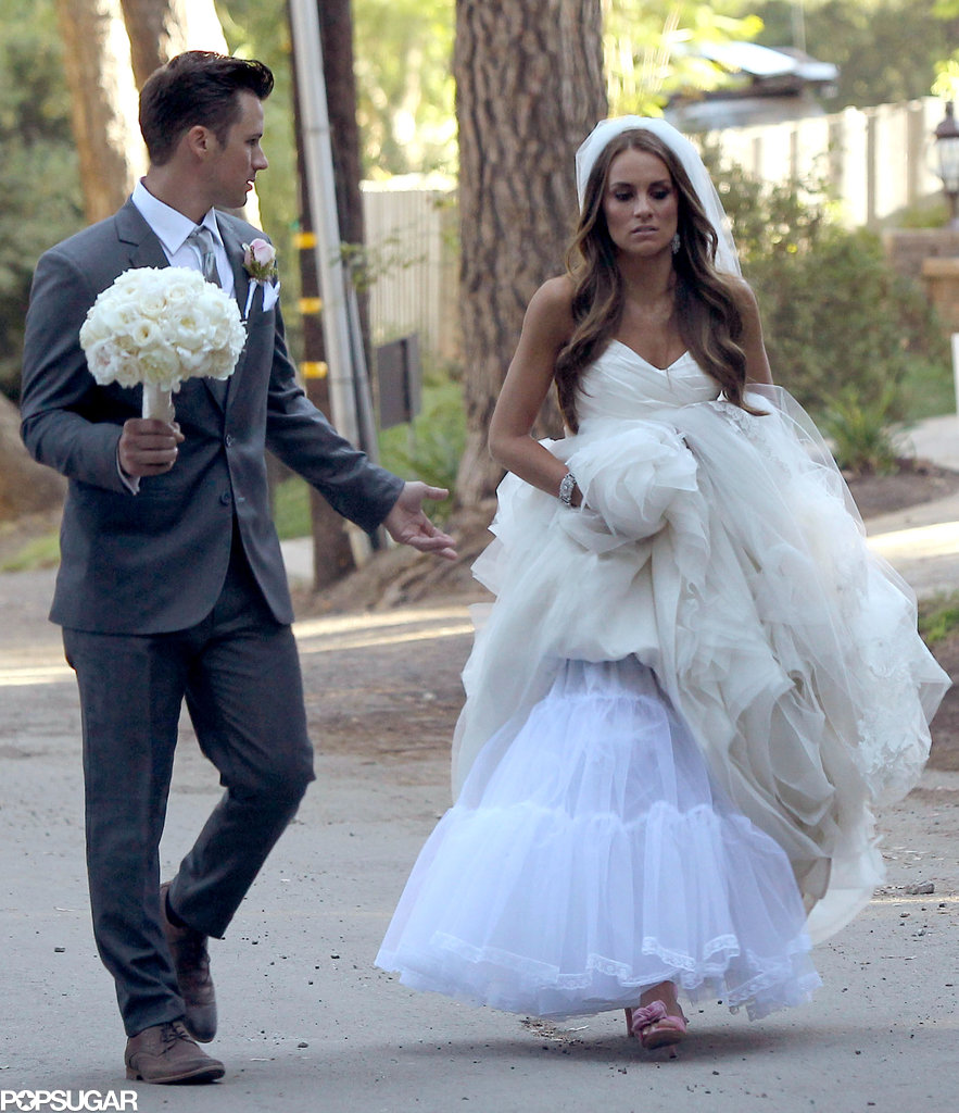 Matt Lanter chatted with Angela Stacy as they strolled together. See