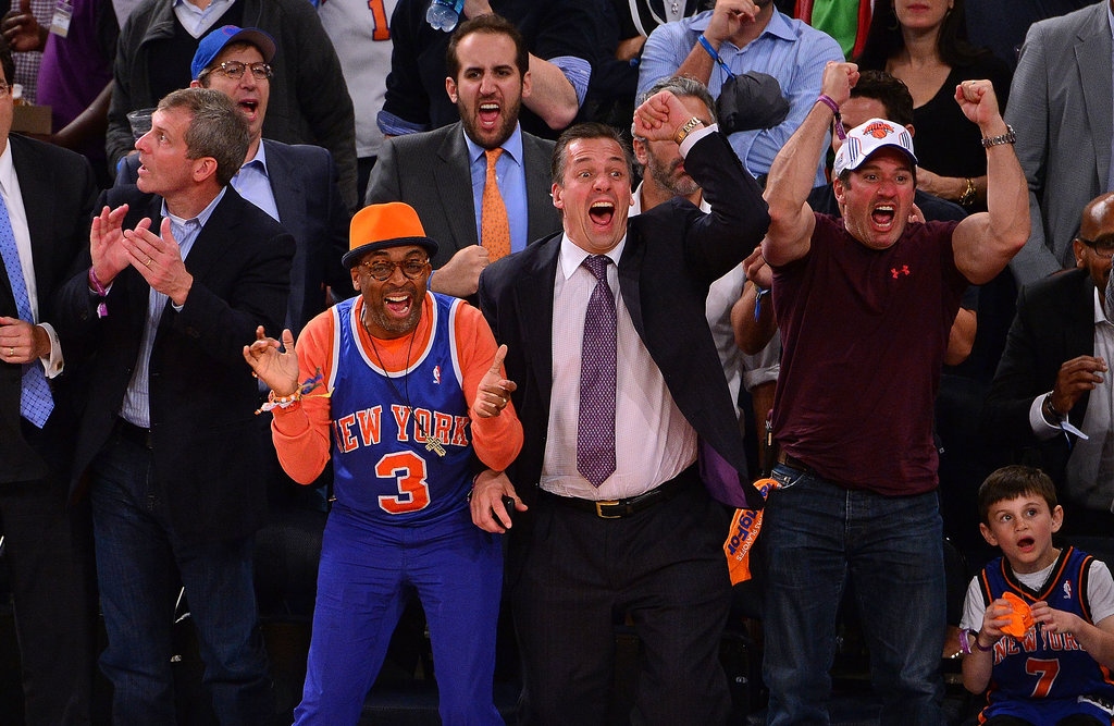 Spike Lee and company could not hold back their enthusiasm during a NY Knicks playoff game in May 2013.
Spike Lee and company could not hold back their enthusiasm during a NY Knicks playoff game in May 2013.