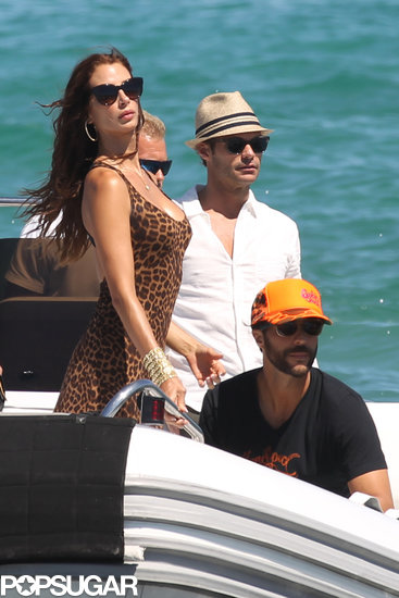 Ryan Seacrest and Dominique Piek arrived at Le Club 55 by boat. Ryan Seacrest and Dominique Piek arrived at Le Club 55 by boat.