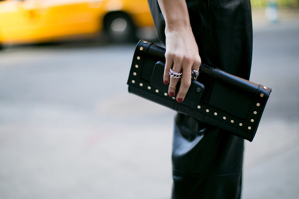 We spied another Valentino clutch on the street.
We spied another Valentino clutch on the street.