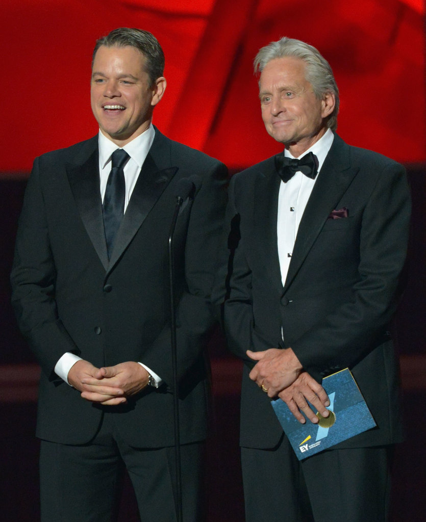Matt Damon and Michael Douglas presented an award together at the 2013 Emmys.
Matt Damon and Michael Douglas presented an award together at the 2013 Emmys.