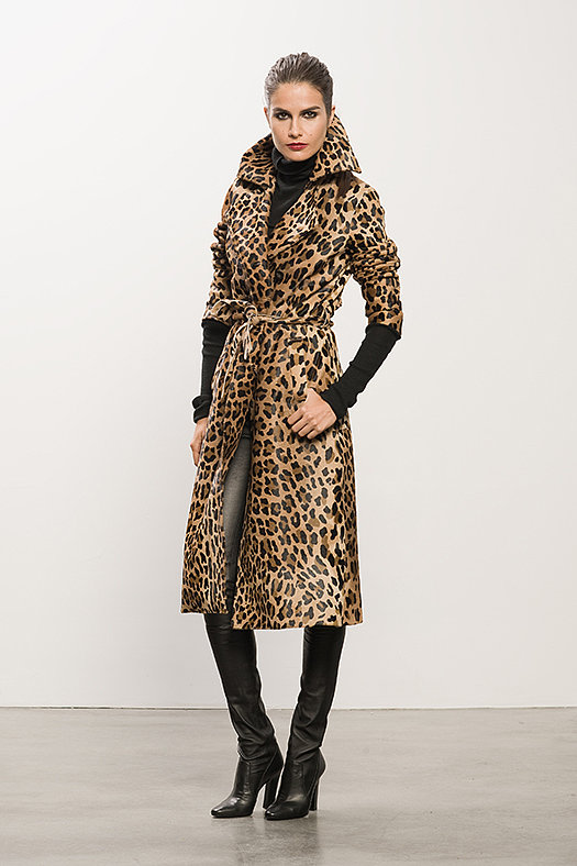 Leopard Calf Skin Trench ($4,495), Cashmere Black Turtleneck Sweater ($495), Sweet Revenge Black Leather Legging Boot ($1,995)
Photo courtesy of Tamara Mellon
Leopard Calf Skin Trench ($4,495), Cashmere Black Turtleneck Sweater ($495), Sweet Revenge Black Leather Legging Boot ($1,995)
Photo courtesy of Tamara Mellon