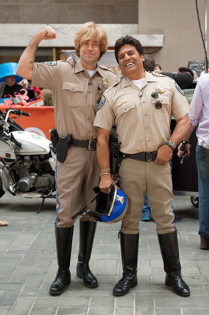 Carson Daly and Erik Estrada donned CHiPs outfits.
Carson Daly and Erik Estrada donned CHiPs outfits.