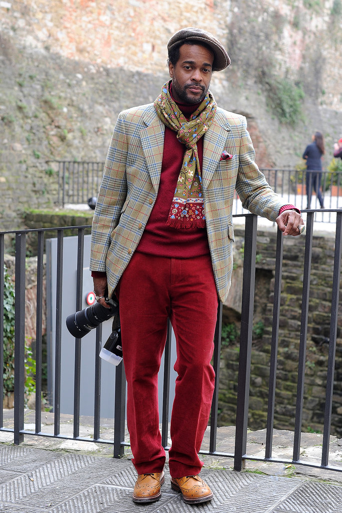 Excuse me, can we borrow that gorgeous red? We'd definitely steal those bold separates and that newsboy cap, too.
Excuse me, can we borrow that gorgeous red? We'd definitely steal those bold separates and that newsboy cap, too.