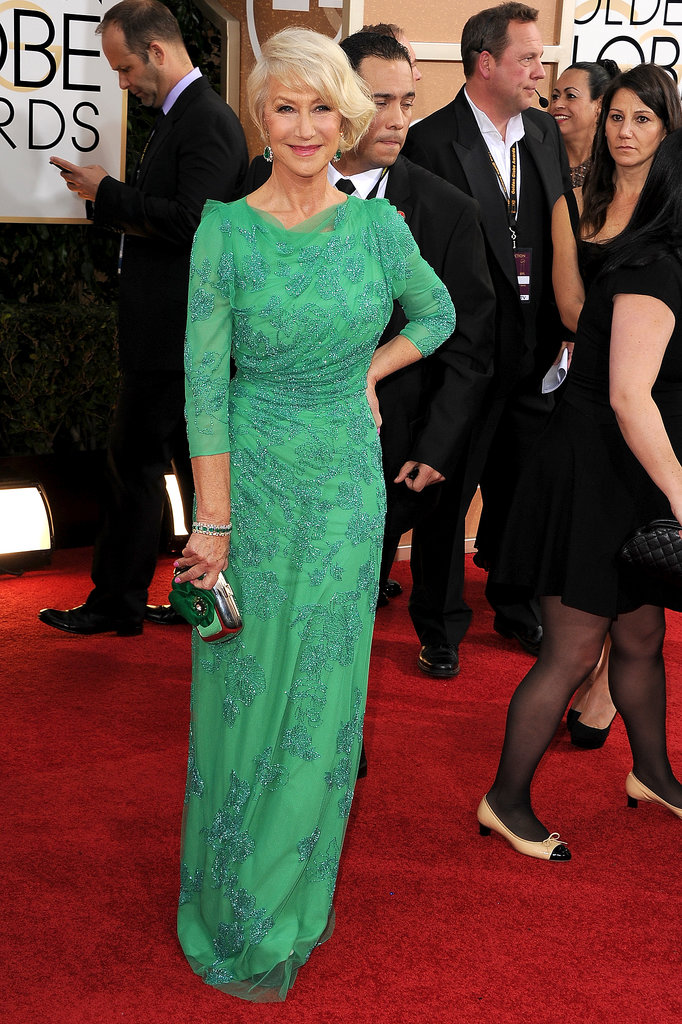 Helen Mirren was a vision in her green gown.
Helen Mirren was a vision in her green gown.