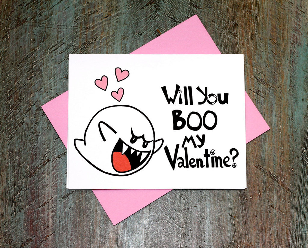 Super Mario fans, this will you boo my valentine card ($4) is just what you were looking for.
Super Mario fans, this will you boo my valentine card ($4) is just what you were looking for.