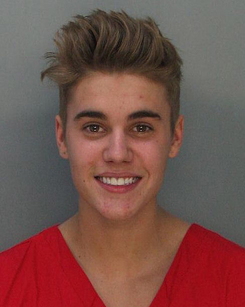 Source: Twitter user MiamiBeachPD
Jan. 23
In the early hours of Jan. 23, Justin was arrested in Miami for a DUI, resisting arrest, and driving with a suspended license. He was confronted by police while riding in a rented yellow Lamborghini with model Chantel Jeffries. Police initially pulled him over for speeding and then gave him a field sobriety test, which he failed. He later also failed a DUI test inside the police station. In a mug shot that was released to the public (above), Justin was smiling, but he later appeared stone-faced when he appeared in court to have his bond set.
Source: Twitter user MiamiBeachPD
Jan. 23
In the early hours of Jan. 23, Justin was arrested in Miami for a DUI, resisting arrest, and driving with a suspended license. He was confronted by police while riding in a rented yellow Lamborghini with model Chantel Jeffries. Police initially pulled him over for speeding and then gave him a field sobriety test, which he failed. He later also failed a DUI test inside the police station. In a mug shot that was released to the public (above), Justin was smiling, but he later appeared stone-faced when he appeared in court to have his bond set.