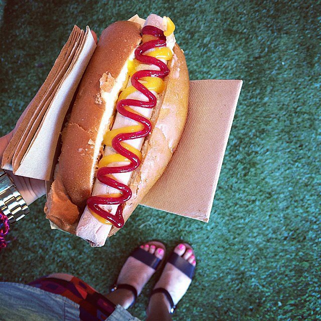 Jess' hot dog looks like a regular mustardandcheese situation — but