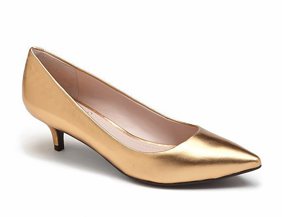 Vince Camuto gold metallic kitten heels ($60, originally $89) | Hate