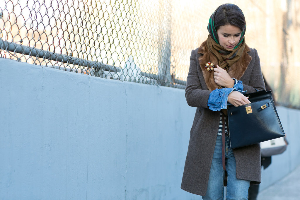 Miroslava Duma dressed up denim with a little Hermès on her arm.
Miroslava Duma dressed up denim with a little Hermès on her arm.