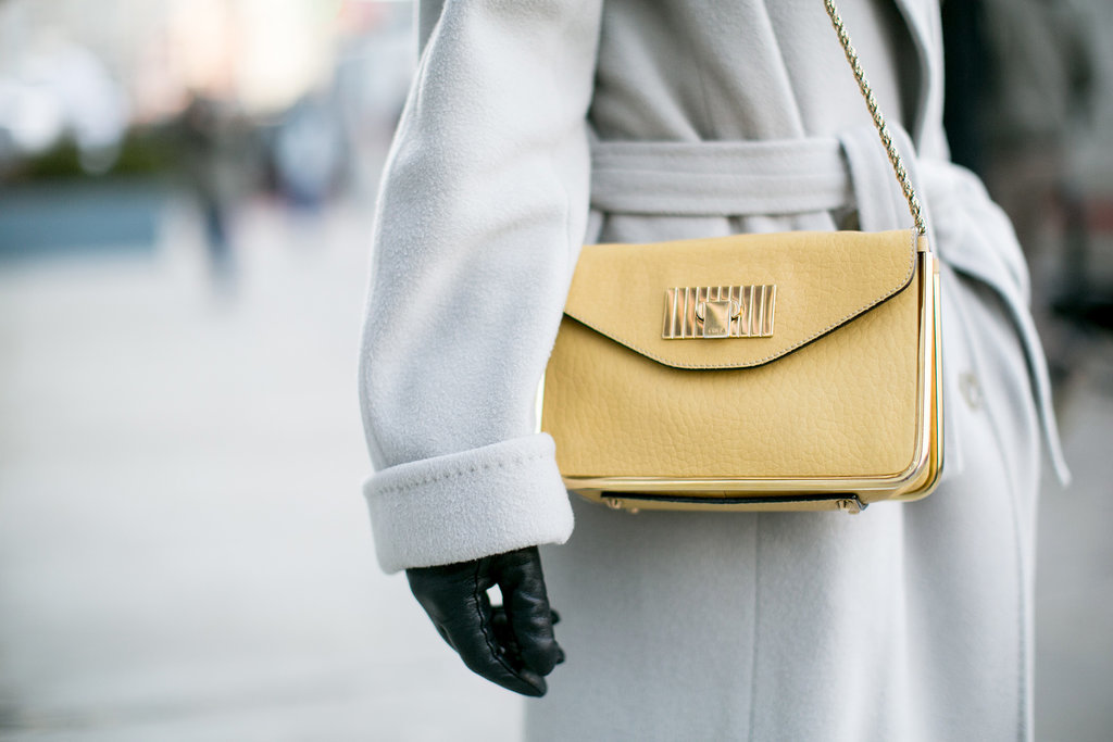This pale yellow bag plays right into her pale color story.
This pale yellow bag plays right into her pale color story.