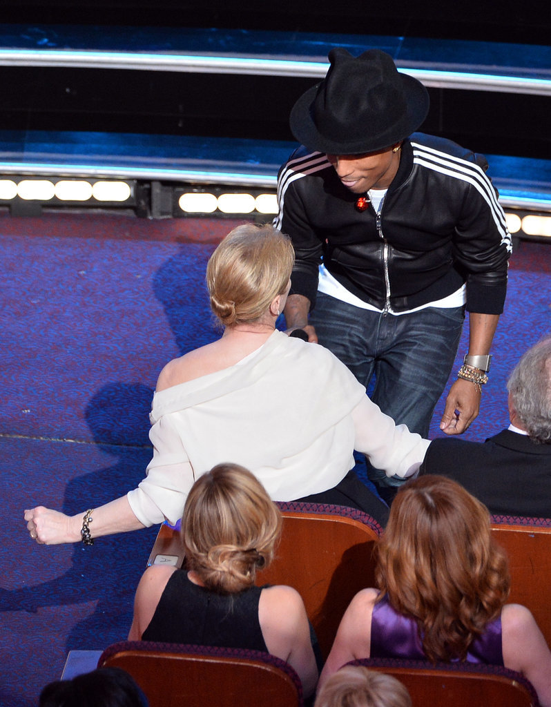 Pharrell shimmied with Meryl Streep during his performance of "Happy" — making for one of the best GIFs of the night.
Pharrell shimmied with Meryl Streep during his performance of "Happy" — making for one of the best GIFs of the night.