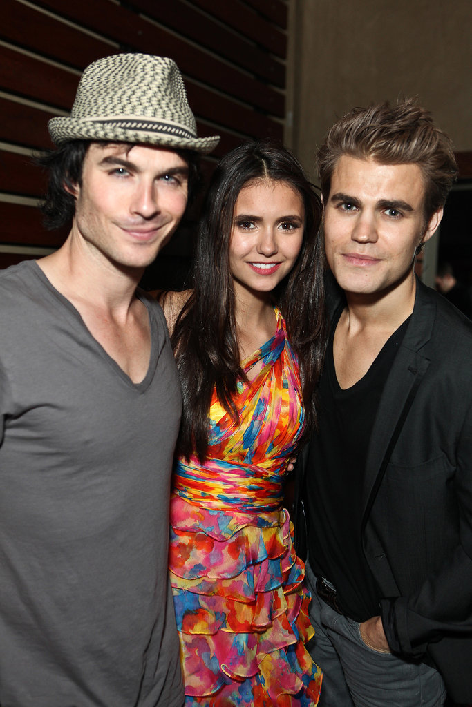 Vampire Diaries stars Ian Somerhalder, Nina Dobrev, and Paul Wesley partied together during the 2011 event.
Vampire Diaries stars Ian Somerhalder, Nina Dobrev, and Paul Wesley partied together during the 2011 event.