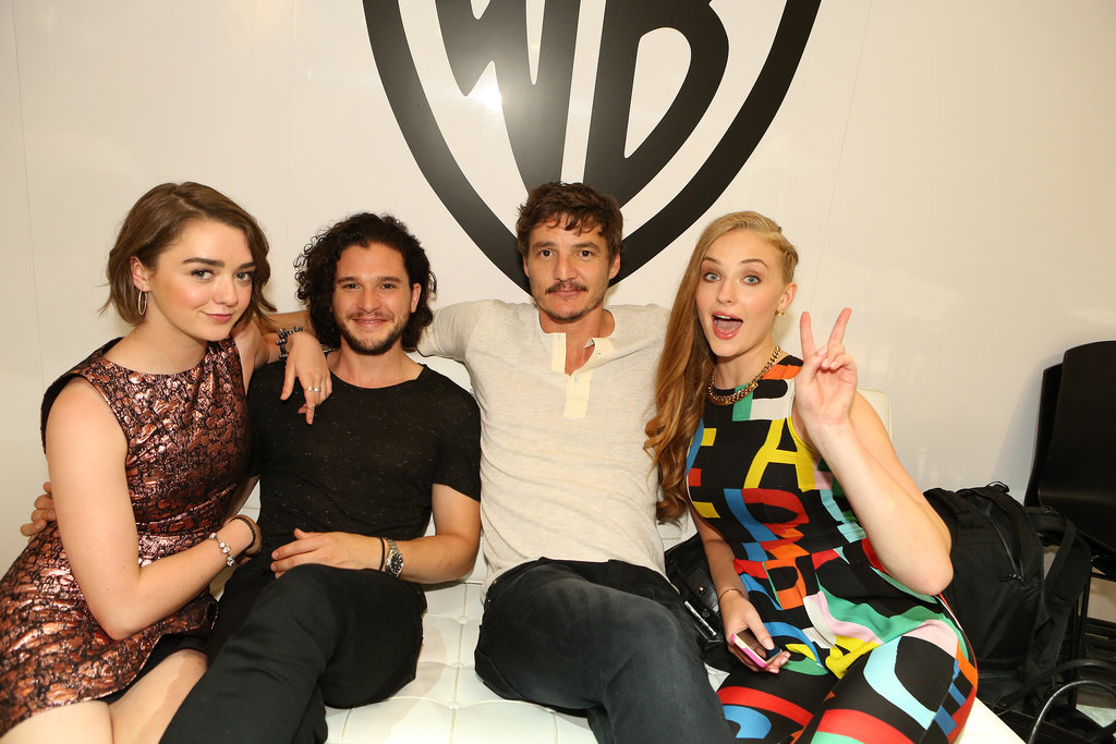 Game of Thrones stars Maisie Williams, Kit Harington, Pedro Pascal, and Sophie Turner let loose on Friday.
Game of Thrones stars Maisie Williams, Kit Harington, Pedro Pascal, and Sophie Turner let loose on Friday.