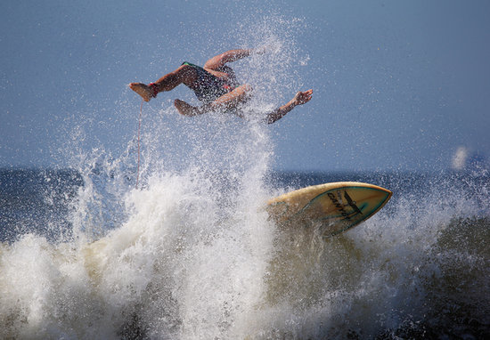 A surfer wiped out in the waves in Long Beach, NY. A surfer wiped out in the waves in Long Beach, NY.