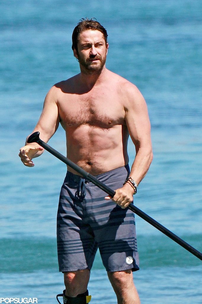 Gerard Butler Shirtless Pda With Girlfriend Pictures Popsugar Celebrity