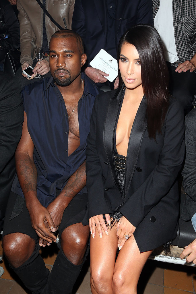 Kim Kardashian and Kanye West Show Off Matching Cleavage in Paris