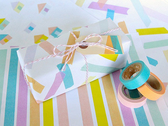 Washi tape gift wrap