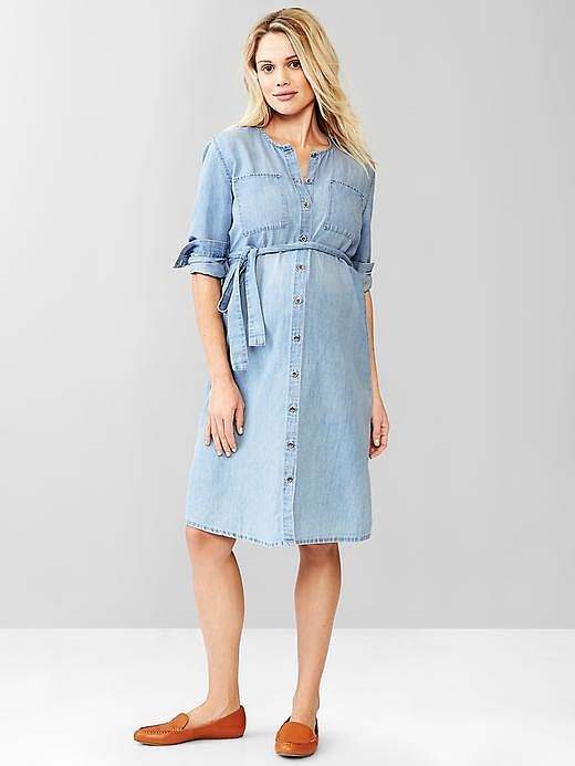 Gap Collarless Button-Front Dress Gap Collarless Button-Front Dress