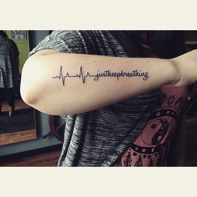 "Just Keep Breathing" 23 Heartbeat Tattoos That'll Leave You