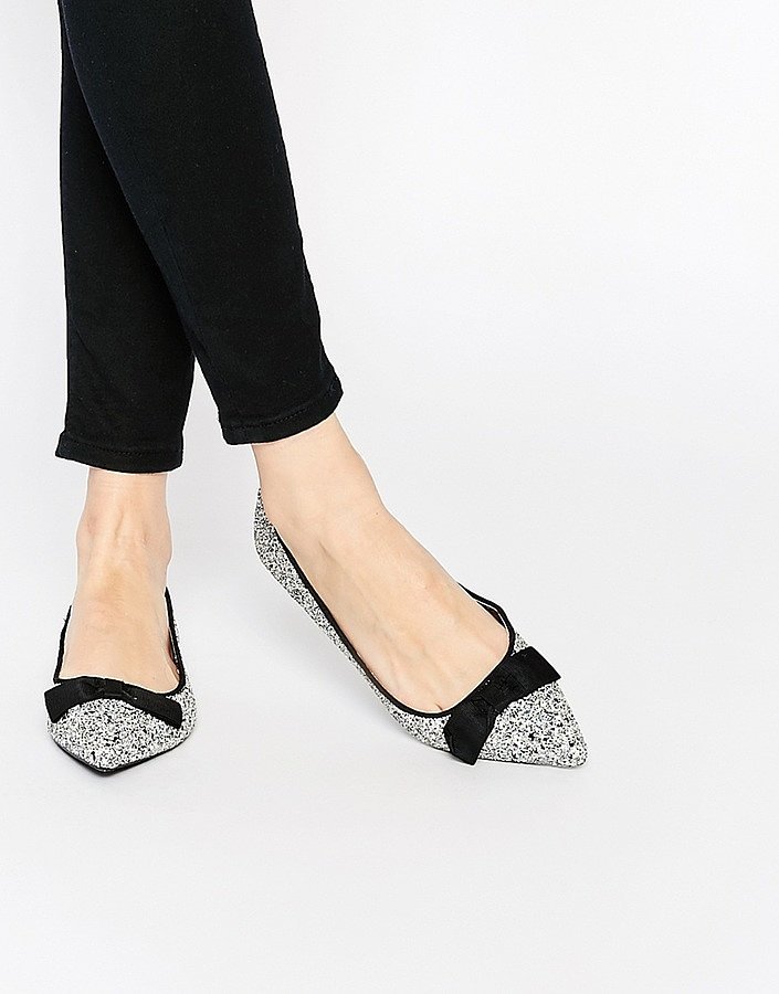pointed glitter flats