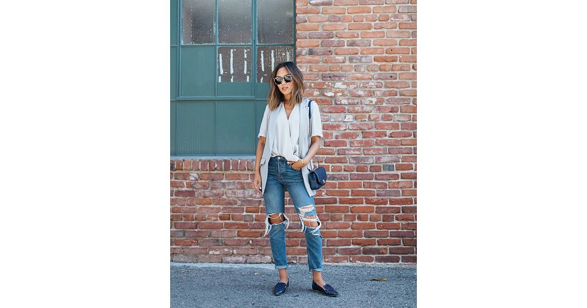 white distressed boyfriend jeans