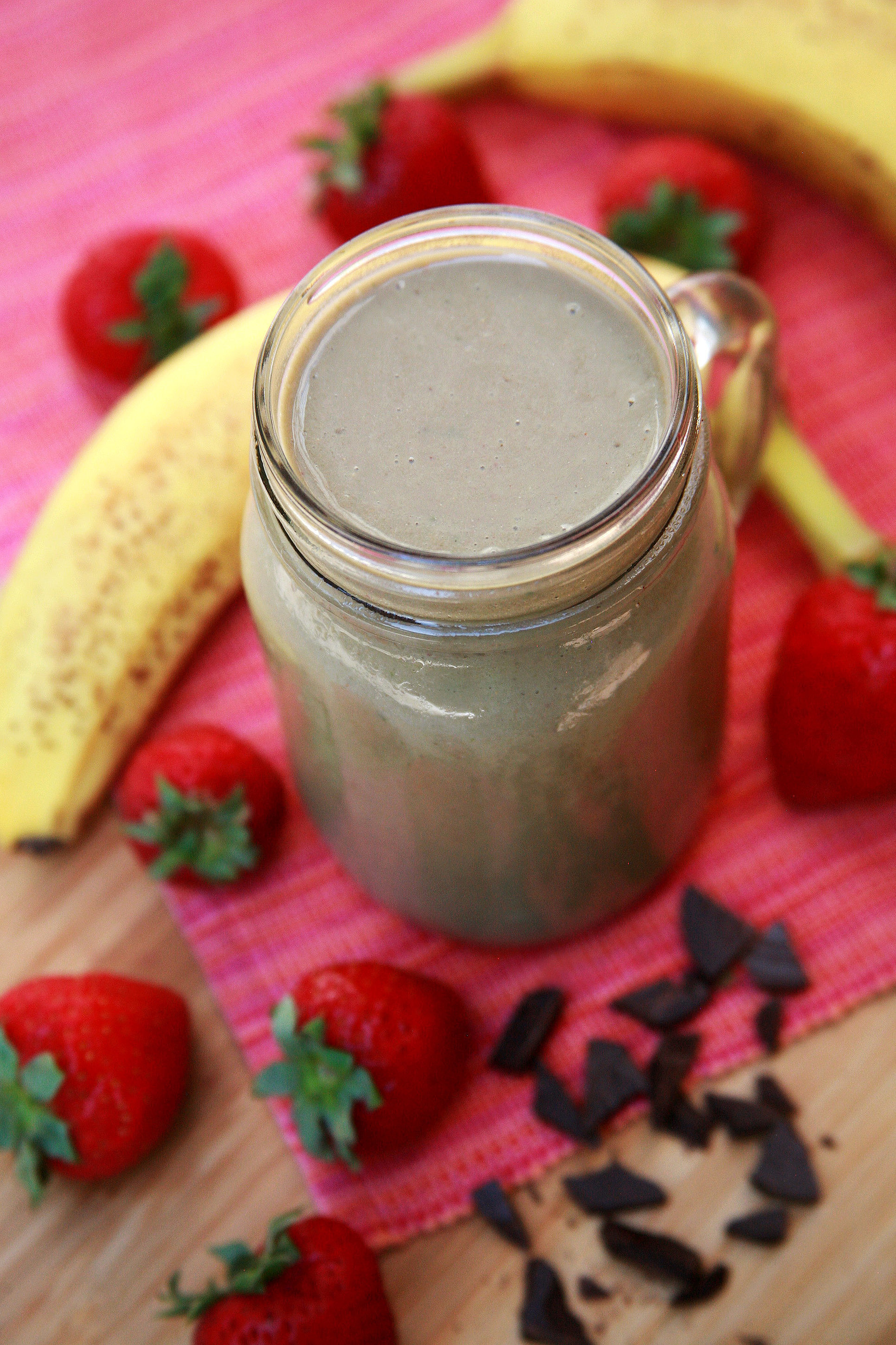 Nutty Chocolate Strawberry Banana Smoothie High Protein Breakfasts