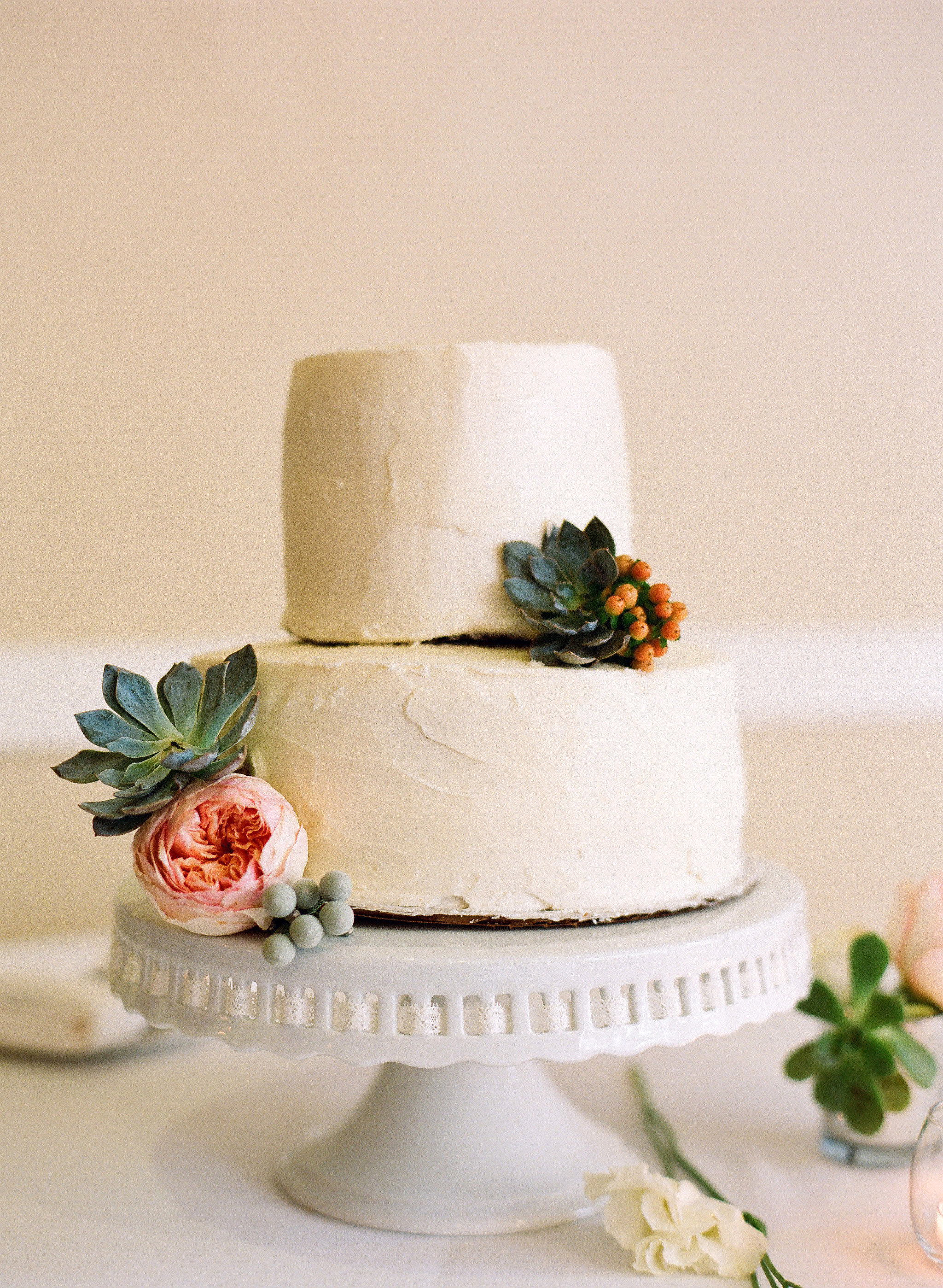 We Love How Succulents Instantly Take This Simple Two Layer Cake The Ultimate Wedding Cake 