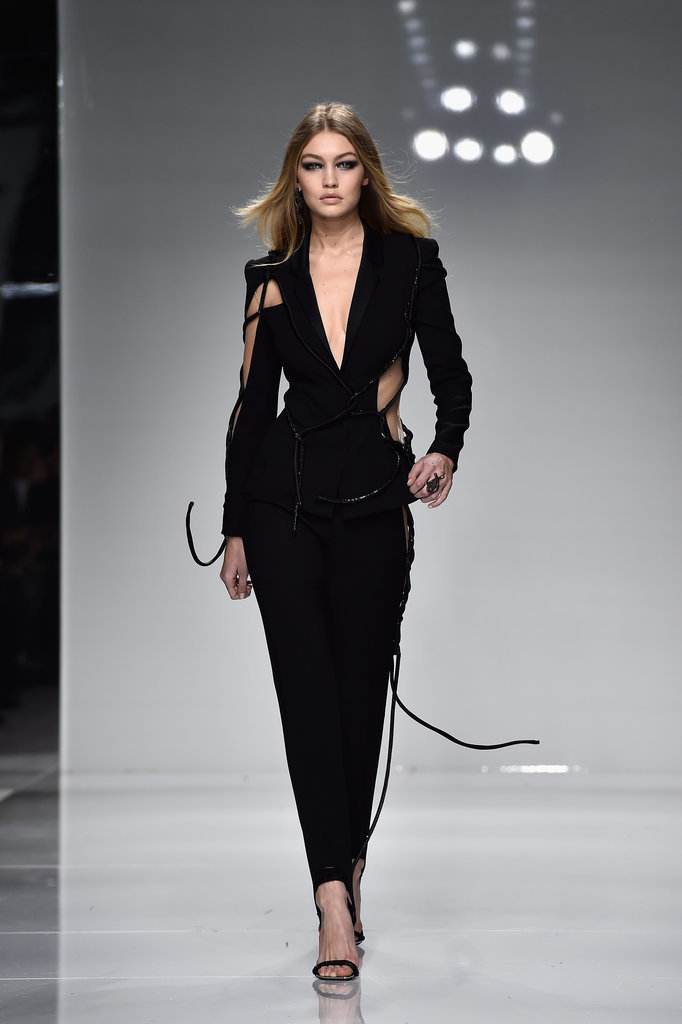 Gigi Hadid At The Versace Couture Show Spring 2016 Popsugar Fashion
