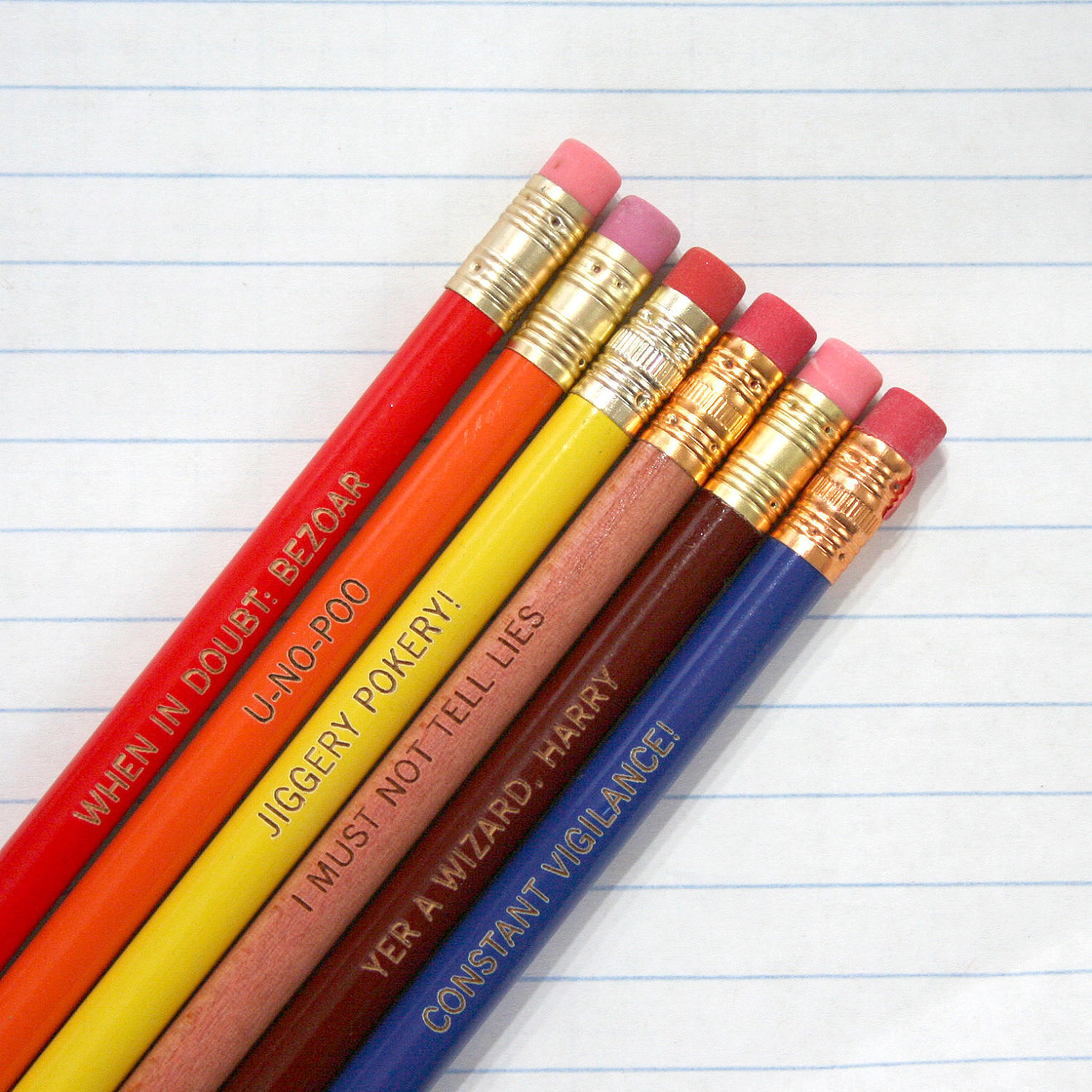 Engraved Harry Potter Pencil Set (8) 32 SpellBinding Harry Potter