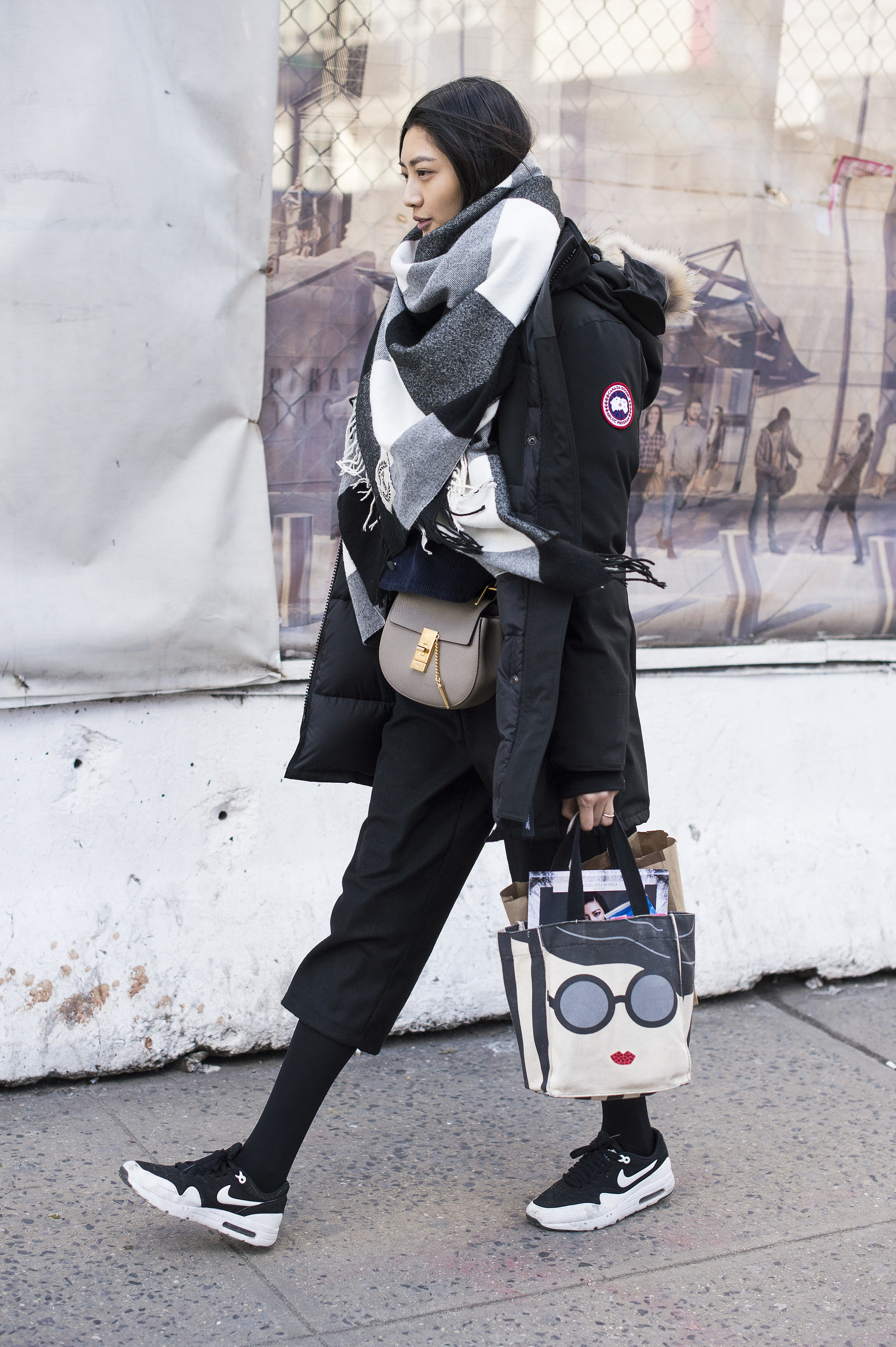 Canada Goose coat, Chloé bag, and Nike sneakers. All the Amazing