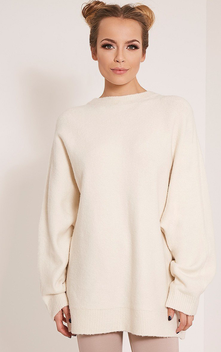 Raysa Oversized Cream Knitted Jumper, 70 White Knitwear For Your