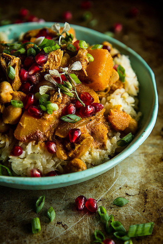 Pumpkin Chicken Curry With Coconut Almond Rice