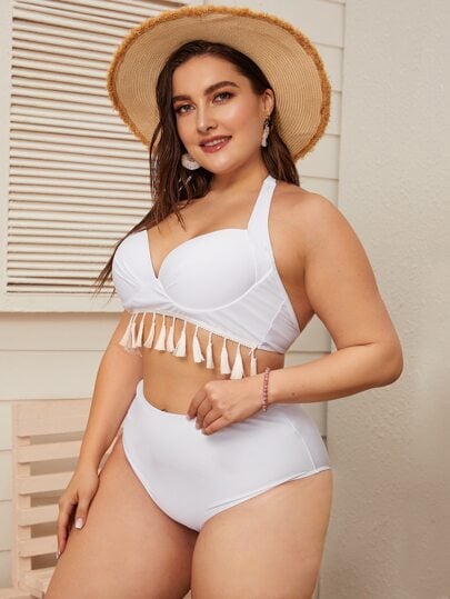 Shein Tassel Trim Underwire High Waisted Bikini Swimsuit Ciara Shows