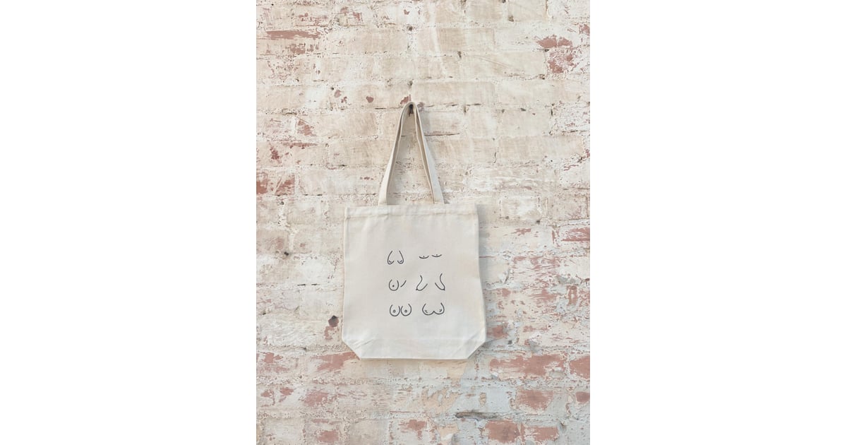 Boob Hand Painted Reusable Canvas Shoulder Bag Cute Reusable Totes
