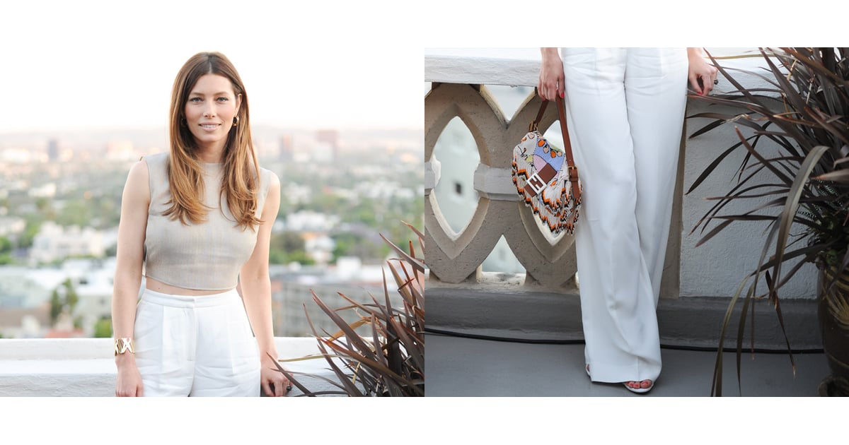 Jessica Biel High Waisted Pants And Crop Top Outfit
