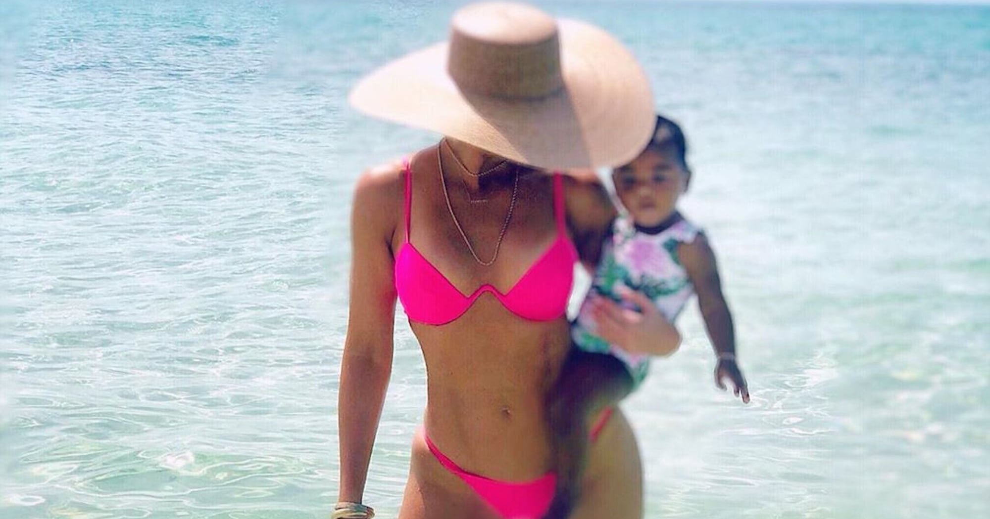 Khloé Kardashian Neon Pink Bikini in Turks and Caicos 2019 PS UK Fashion