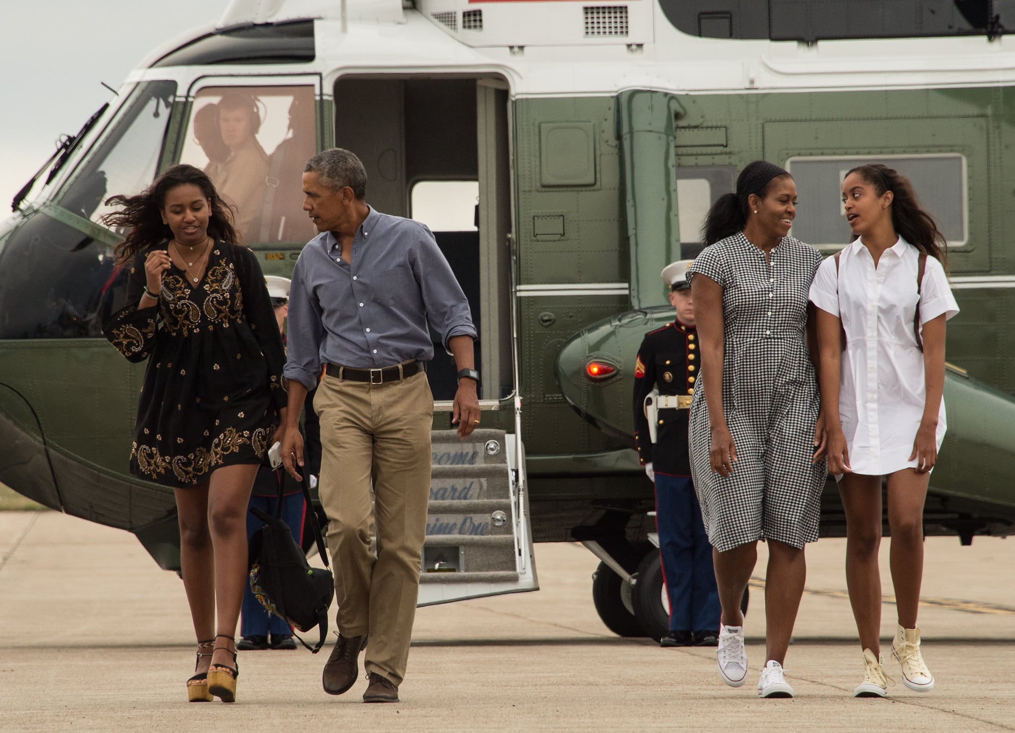 The whole family headed back to Washington DC after spending two weeks at Martha's Vineyard in August 2016.