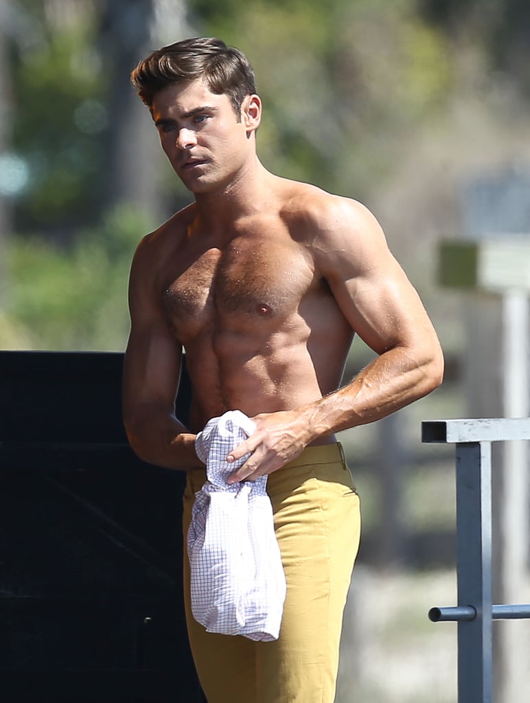 Zac Efron Shirtless On The Set Of Dirty Grandpa Popsugar Celebrity