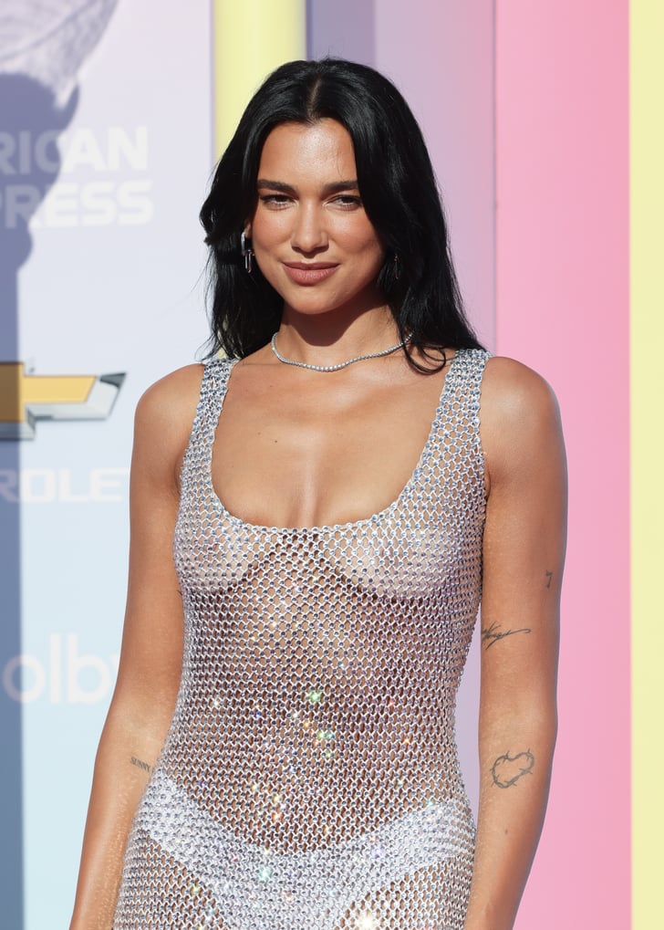 Dua Lipa Goes Braless In Bottega Veneta Naked Dress Popsugar Fashion